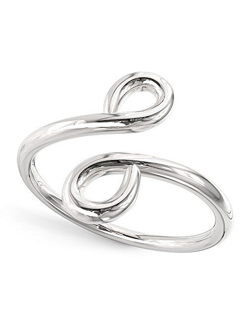 Metal Factory Sterling Silver Crossover Double Swirl Adjustable Toe Band Ring