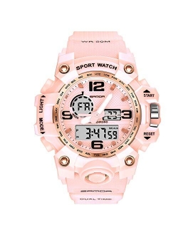 Women’s Digital Sports Watch, Dual-Display Waterproof Wrist Watch with Alarm and Stopwatch