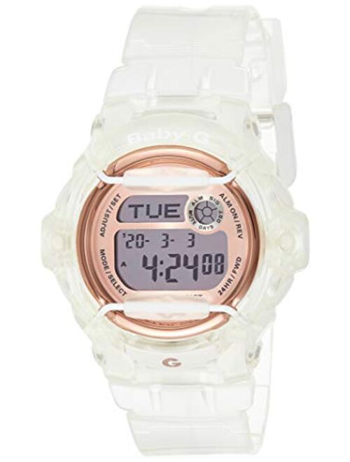 Casio Stainless Steel Watch with Resin Strap, Clear, 19 (Model: BG-169G-7BCR)