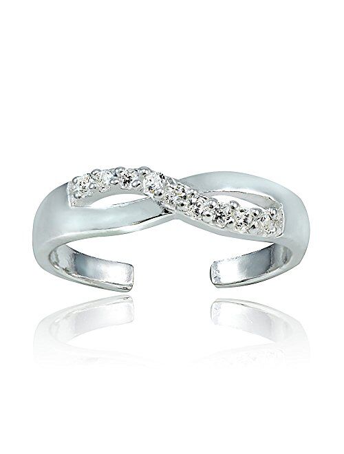 Hoops & Loops Sterling Silver Cubic Zirconia Infinity Toe Ring