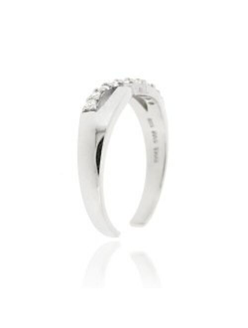 Hoops & Loops Sterling Silver Cubic Zirconia Infinity Toe Ring