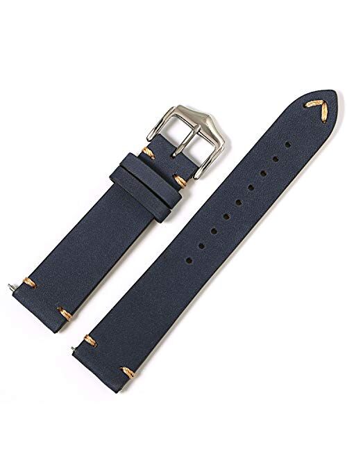 PBCODE Quick Release Leather Watch Bands for Men Women Handmade Suede Calfskin Vintage Leather Watch Straps 18mm 20mm 22mm