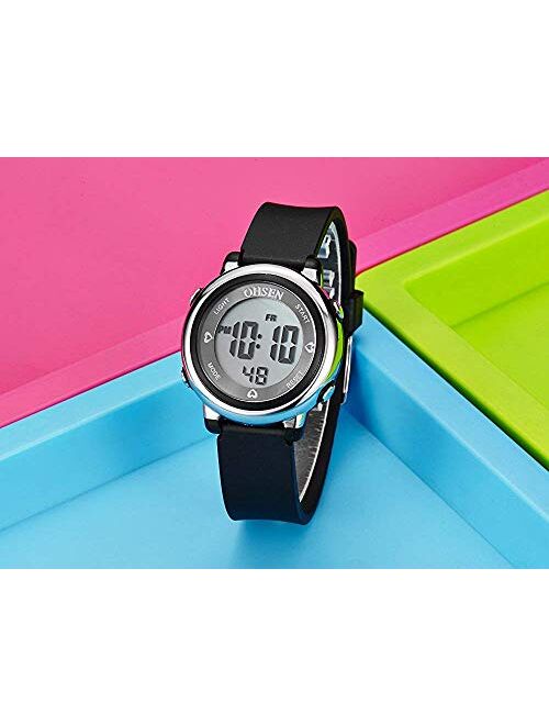 Womens Digital Watches LED Screen Military Waterproof Alarm Stopwatch 7 Color LED Backlight Sports Watch