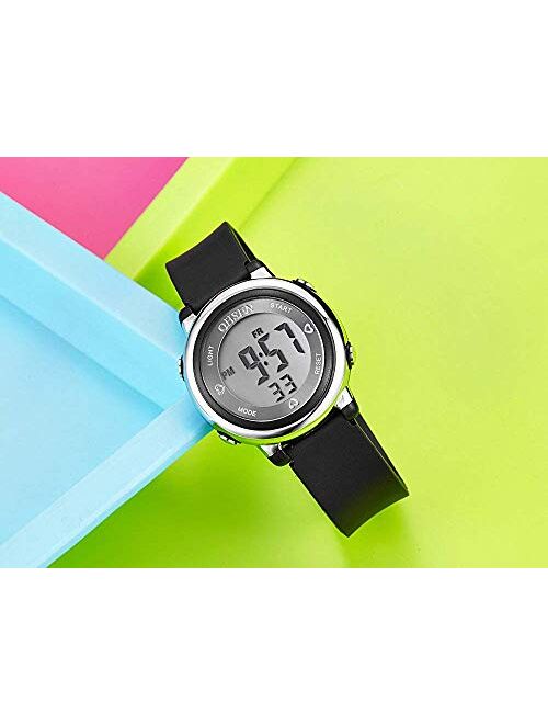 Womens Digital Watches LED Screen Military Waterproof Alarm Stopwatch 7 Color LED Backlight Sports Watch