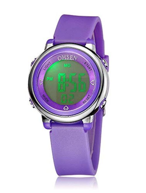 Womens Digital Watches LED Screen Military Waterproof Alarm Stopwatch 7 Color LED Backlight Sports Watch