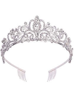 Tiara Crown for Women, Chanaco Tiara Crown Birthday Crown Crystal Bridal Wedding Prom Birthday Party Princess Elegant Crown Headbands for Women Girls (Silver)