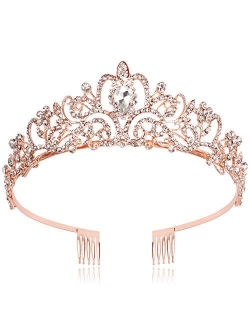 Tiara Crown for Women, Chanaco Tiara Crown Birthday Crown Crystal Bridal Wedding Prom Birthday Party Princess Elegant Crown Headbands for Women Girls (Silver)