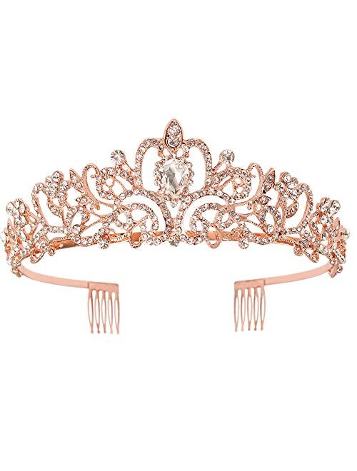 COCIDE Silver Tiara Crowns Crystal Headband Princess Rhinestone Crown with Combs Bride Headbands Bridal Wedding Prom Birthday Party Hair Accessories Jewelry for Women Gir