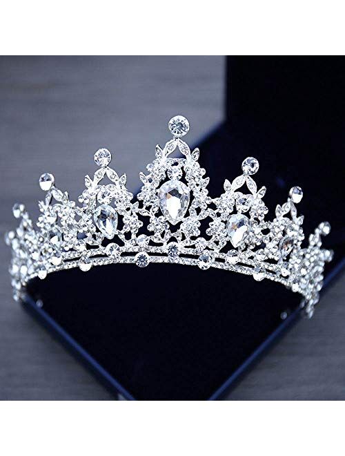 CHDHALTD Bridal Queen Tiara Crown Rhinestones Crystal Wedding Bridal Pageant Princess Tiara Crown Hair Accessories for Women