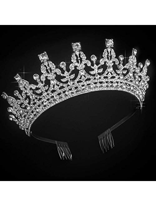 Didder Crowns For Women Red Rhinestone Crown Tiara, Tiaras and Crowns for Women, Tiaras for Girls Gold Crown for Girls Elegant Princess Crown Tiara with Combs Wedding Bri