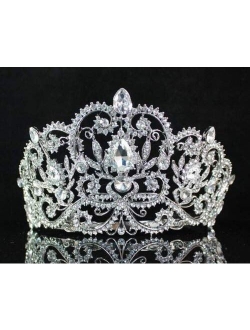 Victorian Clear White Austrian Rhinestone Crystal Tiara Crown With Hair Combs Princess Queen Headband Headpiece Jewelry Beauty Contest Birthday Bridal Prom Pageant Silver