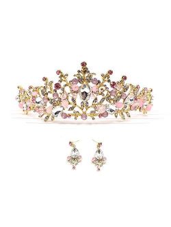 Zapire Rhinestone Women Bridal Tiaras Wedding Crowns with Earrings Princess Headbands for Girl Hair Accessories