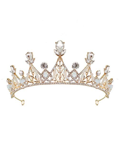 TOCESS Princess Crown and Tiara for Women and Girls Queen Crown Prom Costume Tiara Rhinestone Wedding Crown for Bride for Festival Party Birthday (Gold)