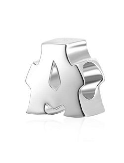 ABUN 925 Sterling Silver Letter Initial A-Z Alphabet Charm Bead Fits Charms Bracelet,Necklace