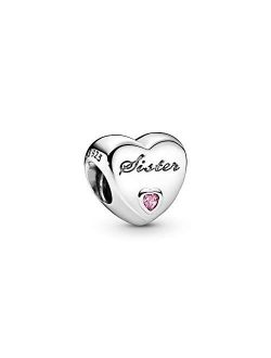 Jewelry Sister's Love Cubic Zirconia Charm in Sterling Silver