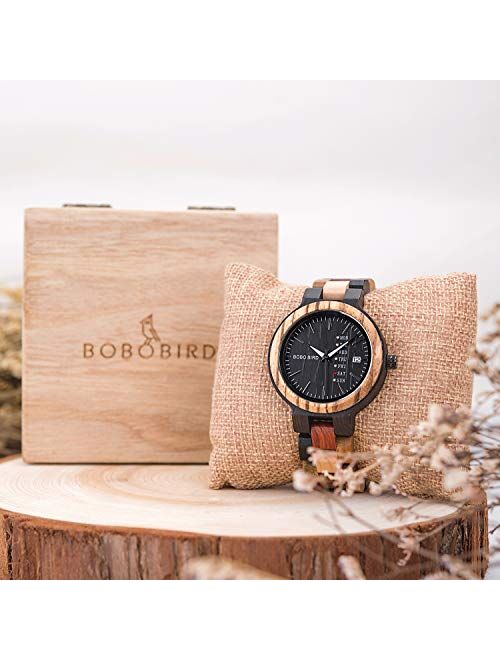 Womens Watches Wooden Colorful Bamboo Watches with Week Date Display Handmade Natural Wood Casual Wirst Watches for Ladies, Female Perfect