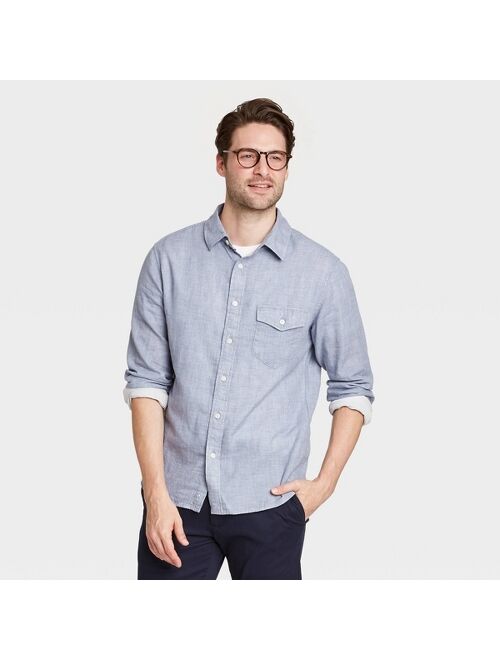 Buy Men's Regular Fit Double Weave Long Sleeve Button-Down Shirt ...