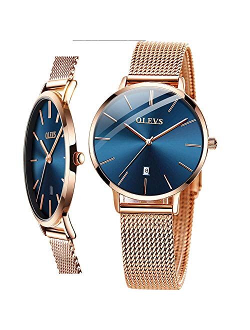 Women's Watch (Luxury Upgrade Version),OLEVS Women's Dress Watches Rose Gold Gold Women Watch,Stainless Steel Mesh Ultra Thin Watches,Fashion Waterproof Ladies Wrist Watc