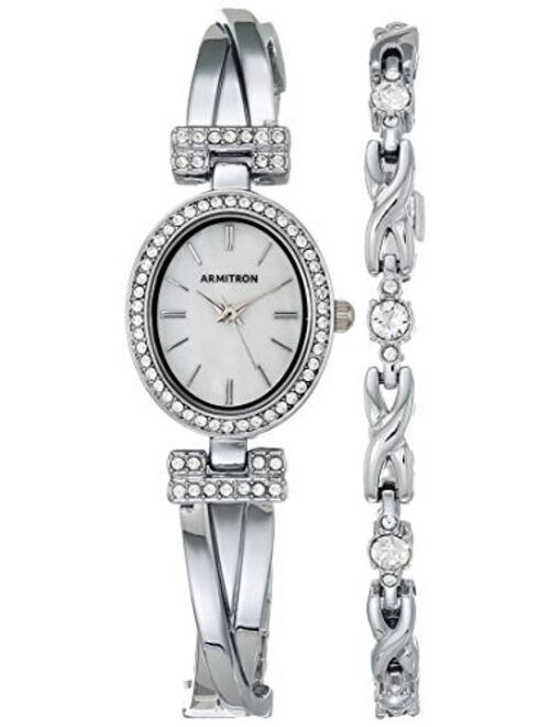 Armitron Women's Swarovski Crystal Accented Bangle Watch and Bracelet Set, 75/5381