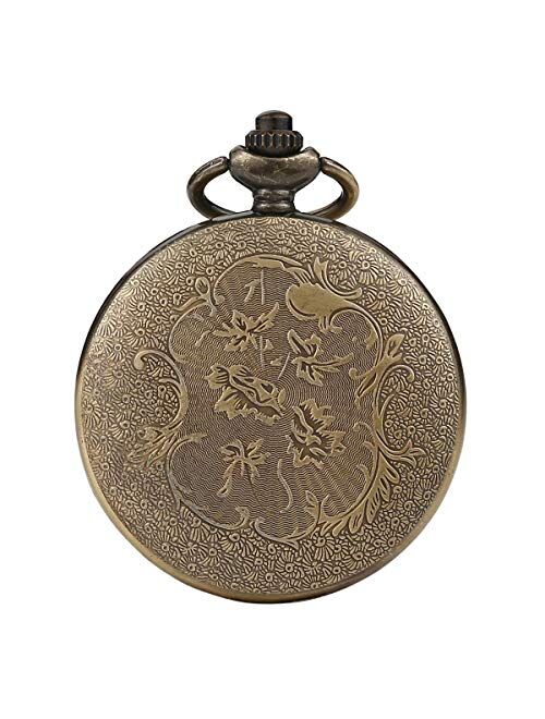 BOSHIYA Men's Pocket Watch Classic Vintage Quartz Watch Animal Deer Pocket Watch