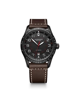 Victorinox Men's AirBoss Stainless Steel Swiss-Automatic Watch with Leather Strap, Brown, 22 (Model: 241507)