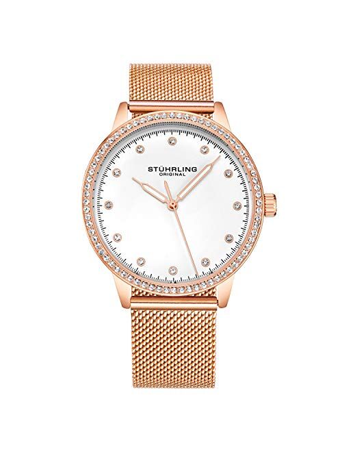 Stuhrling Original Women's Ascot Casatorra Elite Stainless Steel Watch with Diamond