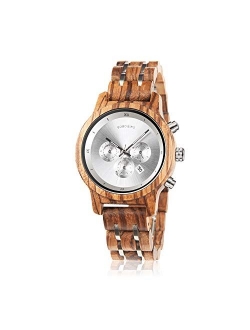 BOBO BIRD Women Wooden Watches Luxury Wood Metal Strap Chronograph & Date Display Quartz Watch Fashion Zebra Wood Casual Business Ebony Wristwatches