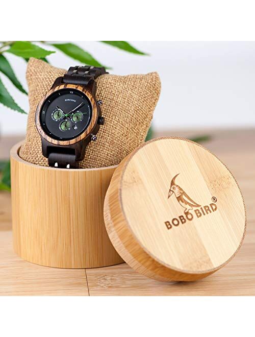 BOBO BIRD Women Wooden Watches Luxury Wood Metal Strap Chronograph & Date Display Quartz Watch Fashion Zebra Wood Casual Business Ebony Wristwatches