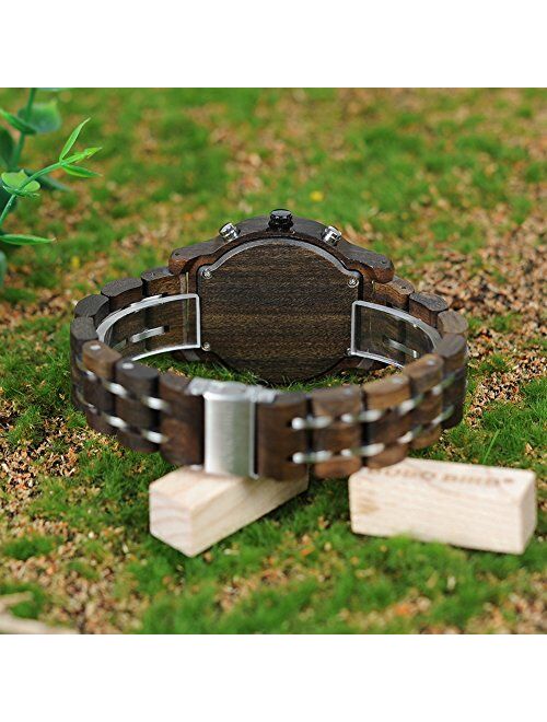 BOBO BIRD Women Wooden Watches Luxury Wood Metal Strap Chronograph & Date Display Quartz Watch Fashion Zebra Wood Casual Business Ebony Wristwatches