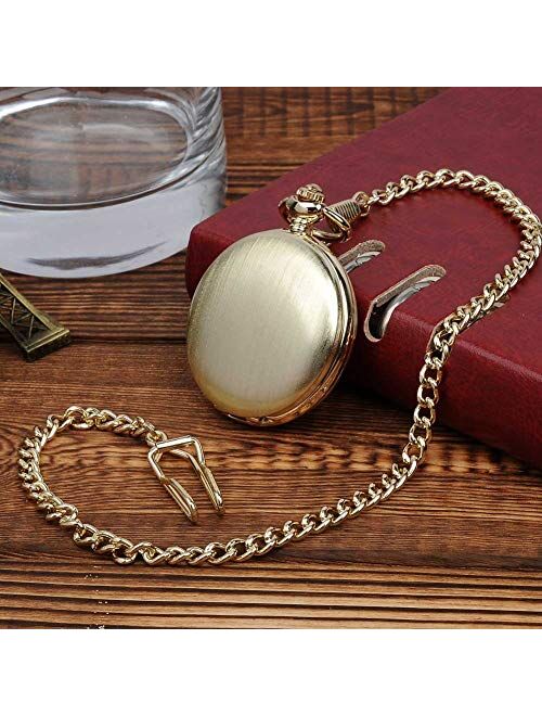 Fashion New Mens Smooth Back Quartz Gift Pocket Watch