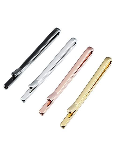 HAWSON Skinny Tie Clip for Men 2 Inch Tie Clip Bar Set, 1pcs/4pcs Tie Clip Gift Set for Wedding, Meetting, Party