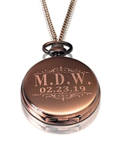 1 Personalized Pocket Watch - Customized Wedding Gifts - Engraving, Box, & Chain is Included, Comes in 5 Colors - Custom Made