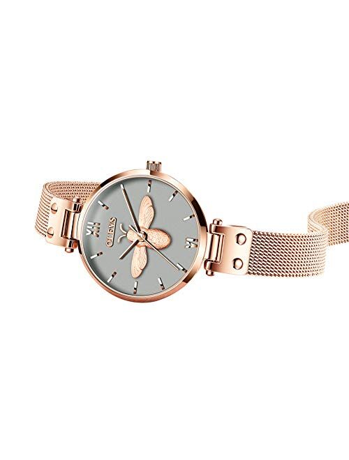 Ladies Rose Gold Watch,Women Watch,Classic Style Watch for Women,Women Casual Steel Mesh Watch,Lady Small Watch,Lady Waterproof Quartz Watch