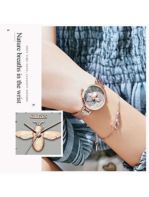 Ladies Rose Gold Watch,Women Watch,Classic Style Watch for Women,Women Casual Steel Mesh Watch,Lady Small Watch,Lady Waterproof Quartz Watch