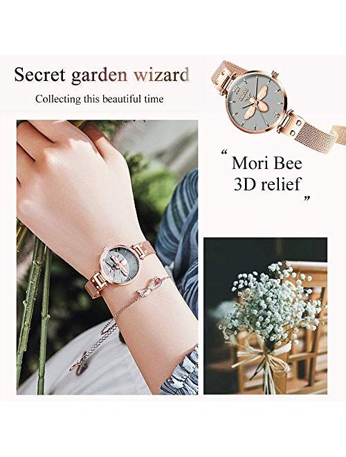 Ladies Rose Gold Watch,Women Watch,Classic Style Watch for Women,Women Casual Steel Mesh Watch,Lady Small Watch,Lady Waterproof Quartz Watch