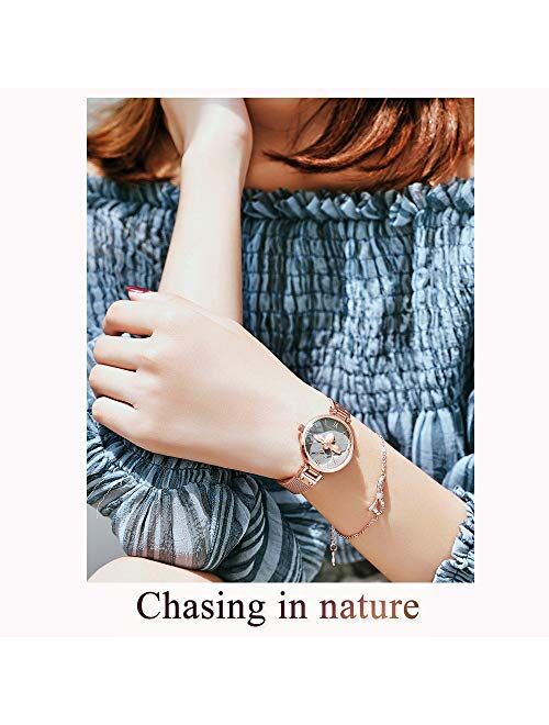 Ladies Rose Gold Watch,Women Watch,Classic Style Watch for Women,Women Casual Steel Mesh Watch,Lady Small Watch,Lady Waterproof Quartz Watch