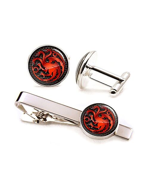 SharedImagination Targaryen Cufflinks, Game of Thrones Tie Clip, Dragon Jewelry, Game of Thrones Wedding Party Gifts, Groomsmen Gift