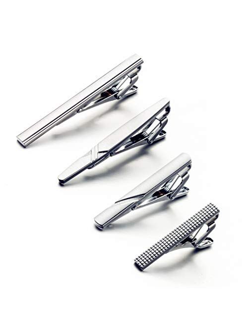 URKEY Tie Bars for Men Skinny Regular Necktie, Length 1.5 Inch-2.3 Inch, Tie Clips Set in Gift Box