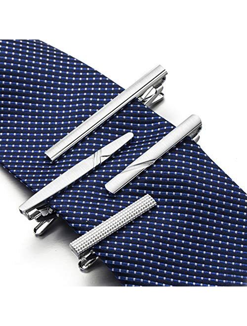 URKEY Tie Bars for Men Skinny Regular Necktie, Length 1.5 Inch-2.3 Inch, Tie Clips Set in Gift Box