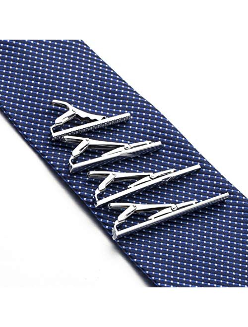 URKEY Tie Bars for Men Skinny Regular Necktie, Length 1.5 Inch-2.3 Inch, Tie Clips Set in Gift Box