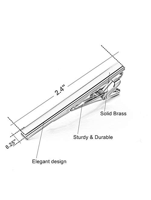 URKEY Tie Bars for Men Skinny Regular Necktie, Length 1.5 Inch-2.3 Inch, Tie Clips Set in Gift Box