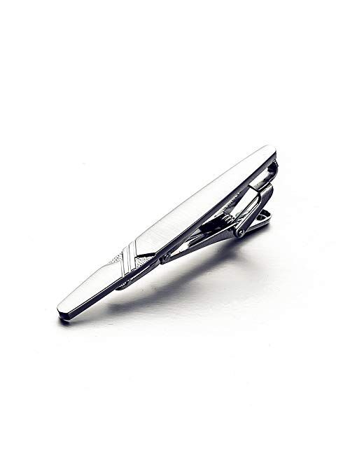 URKEY Tie Bars for Men Skinny Regular Necktie, Length 1.5 Inch-2.3 Inch, Tie Clips Set in Gift Box