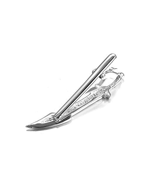 Yoursfs Cool Tie Clips for Men Unique Tie Bar for Men White GP Men's Tie Pins Mens Accessories Jewelry