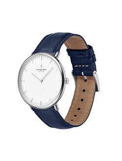 Nordgreen Native Scandinavian Silver Analog Watch with Leather or Mesh Interchangeable Straps