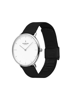 Nordgreen Native Scandinavian Silver Analog Watch with Leather or Mesh Interchangeable Straps