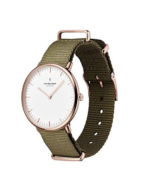 Nordgreen Native Scandinavian Silver Analog Watch with Leather or Mesh Interchangeable Straps