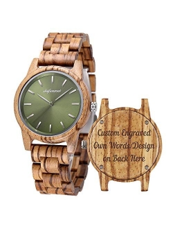 Wooden Watch Women, shifenmei Lightweight Ladies Watch Handmade Personalized Engraved Wood Watch for Women Analog Quartz Custom Wrist Watches with Natural Exquisite Box