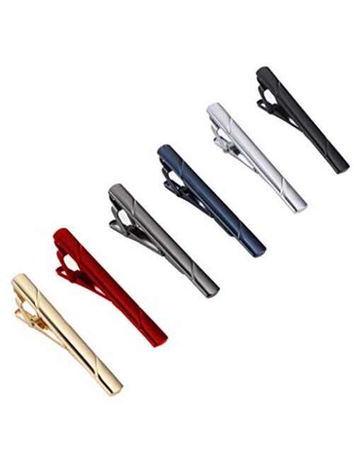 Tornito 6Pcs Tie Clips Set for Men Tie Bar Clip Set for Regular Skinny Ties Necktie Wedding Business Clips for Men