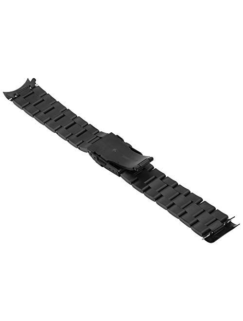 Juntan Stainless Steel Curved Solid End Tapered 20mm 22mm Watch Band Metal Watch Strap Bracelet Deployment Double FlipLock Buckle Silver, Black