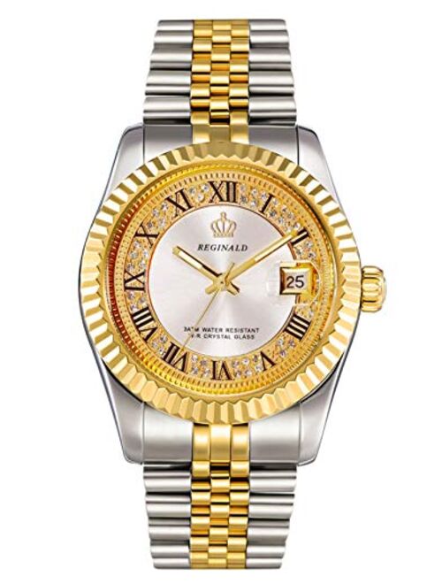 REGINALD Unisex Watch Hands Sapphire Full Gold Stainless Steel Quartz Dial Watches